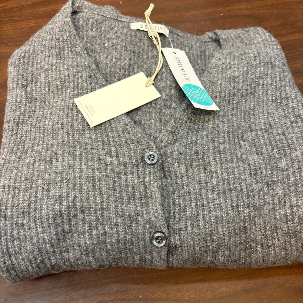 Bloomingdale's Charcoal Button-Up Cardigan
